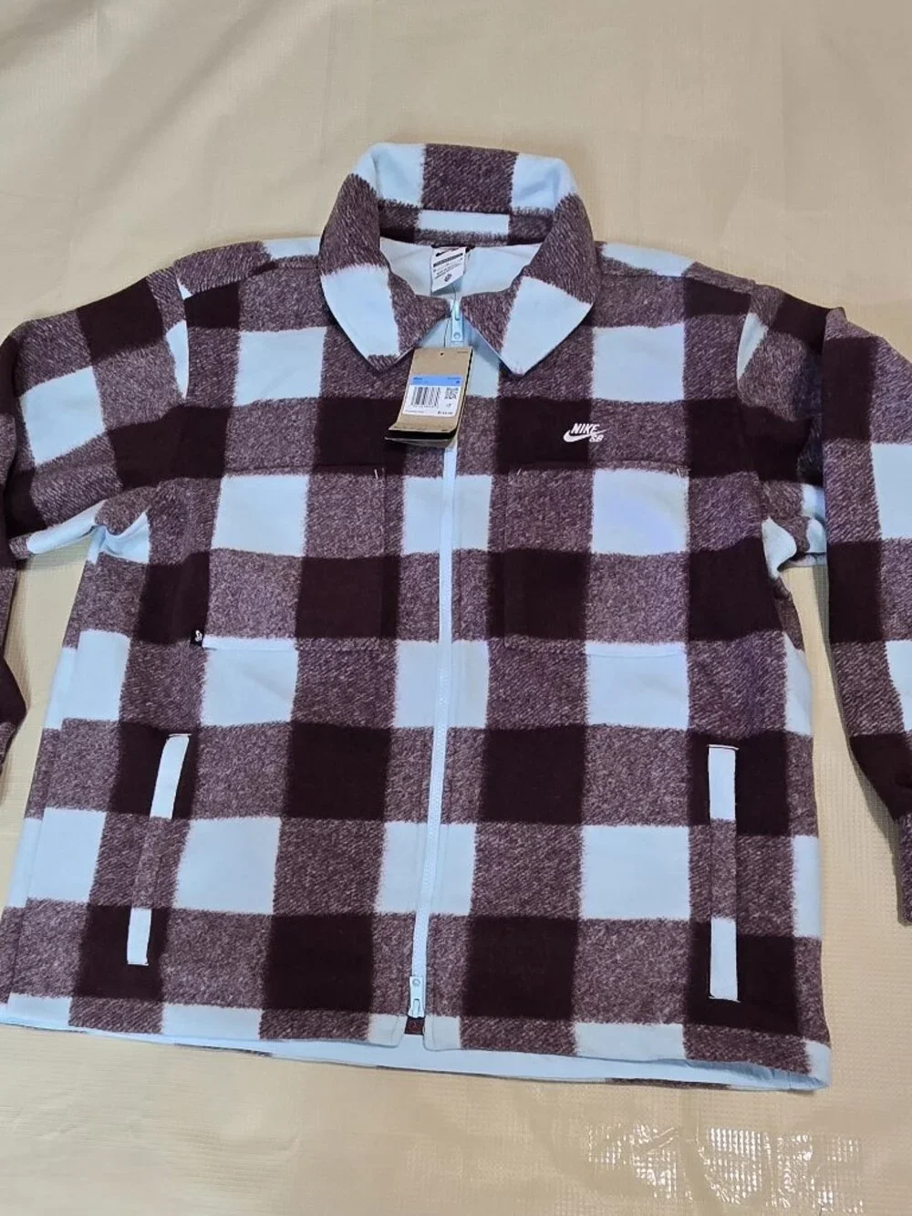 Nike SB Essential Skate Shirt Jacket Glacier Blue Burgundy HV1421-474 Men Size M